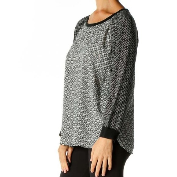 Loft Top M Mix Mosaic Raglan Top Black & Whites - Picture 4 of 9